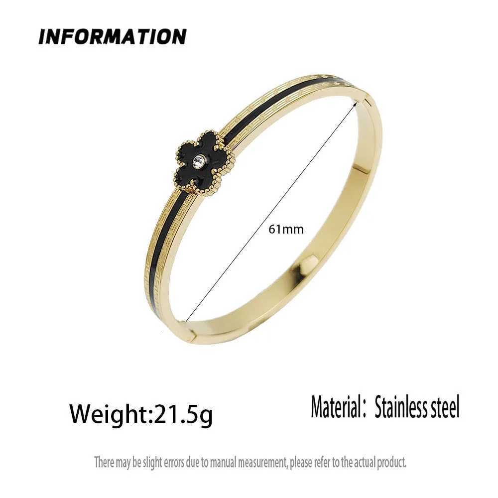 4 Colors Classic Luxury Stainless Steel Five Flower Open Bangle Simple for Woman Girl Party Trend Enamel Jewelry C r M251220