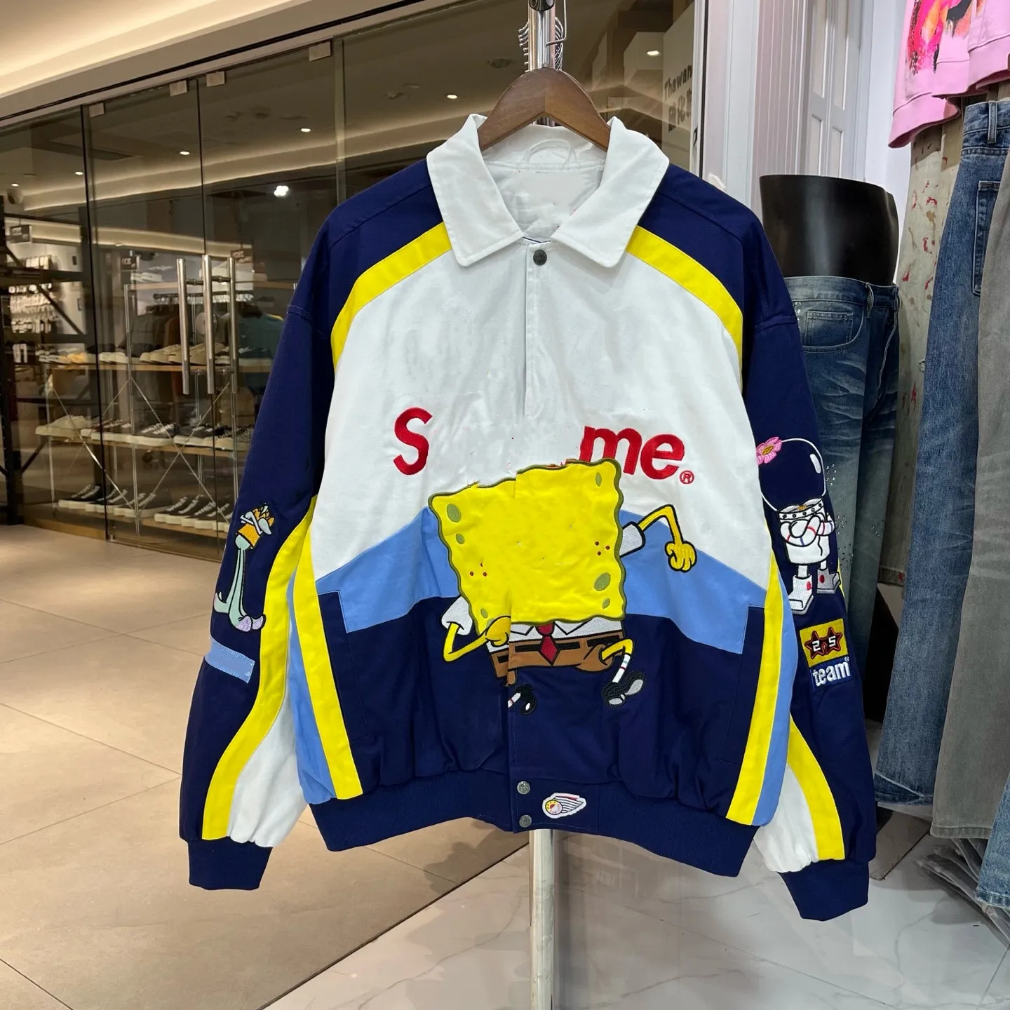 Men Varsity Jackets Fashion Brand Letters Embroidery Denim fabric coat Vintage Loose Baseball Mans Hip Hop Autumn coat mens coats