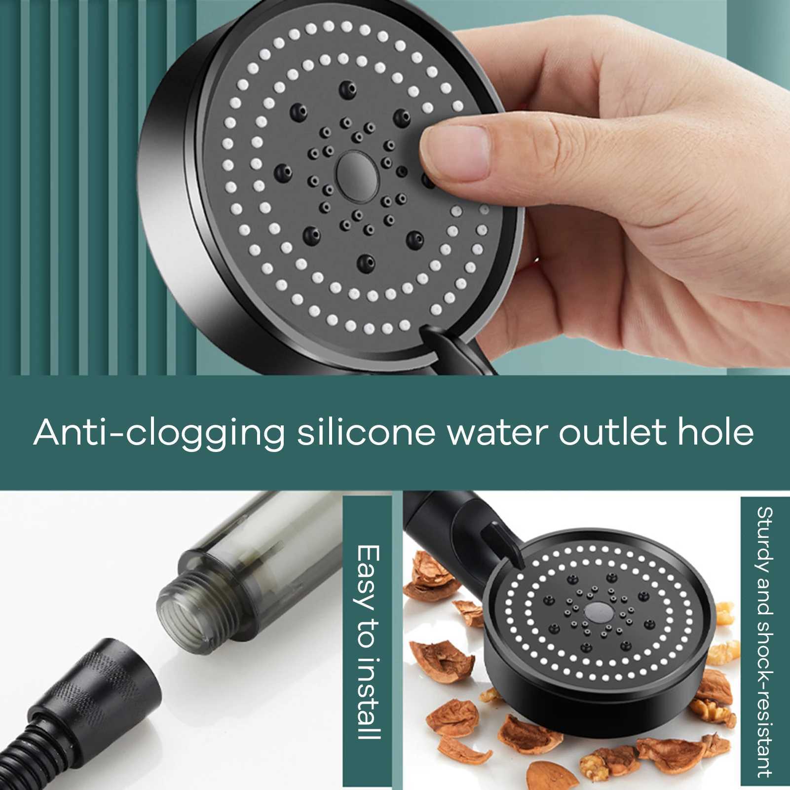 Hydro Boost High Pressure Shower Head 5 Spray Modes Stainless Steel Water Saving Filter Showerhead With Strong Flow For Bathroom C251220