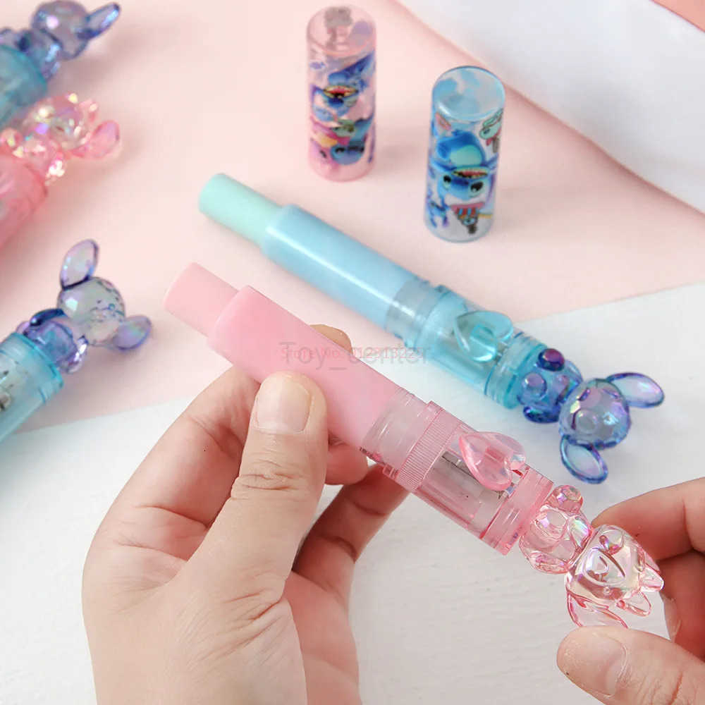 Disney 6/24pcs Stitch Eraser Cartoon Cute Emit Light Eraser Rotating Eraser Student Stationery ChildrenS Gifts H251220