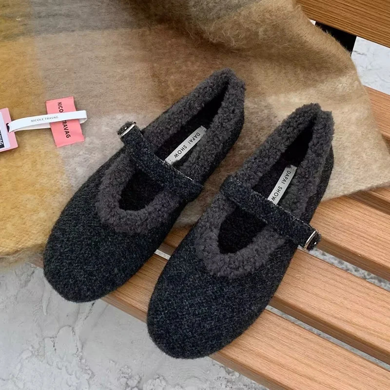 Flats Women Loafers Shoes Fur Fashion Mary Jane Shoes Short Plush Cotton Shoes Comfort Dress Snow Mujer Botas 251217 - view 3