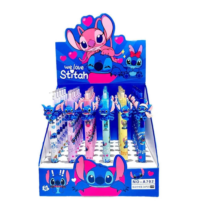 Disney Stitch Gel Pens 36pcs Cartoon 05mm Black Stationery Cute Student New Signature Pen Writing Tool Student Office Gifts H251220