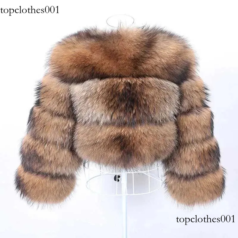 Women's Faux Real Fur Coat Womens Natural Raccoon Jacket Winter Warm High-Quality Long Style With A Hat H240705