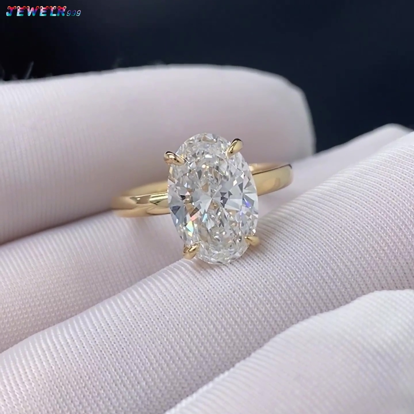 Anster Certificated CVD HPHT Oval 2ct 5ct Lab Grown Diamond Ring Custom 10k 14k 18k Solid Gold Ring Fine Jewelry