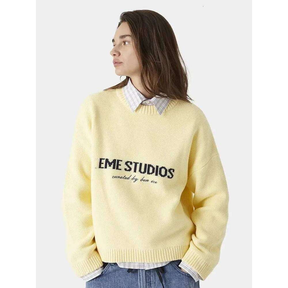 New Autumn Winter Lazy Style Letter Jacquard Knitted Women Designer Fashion 2026 Street Travel Campus Daily Office Thick Warm Sweater