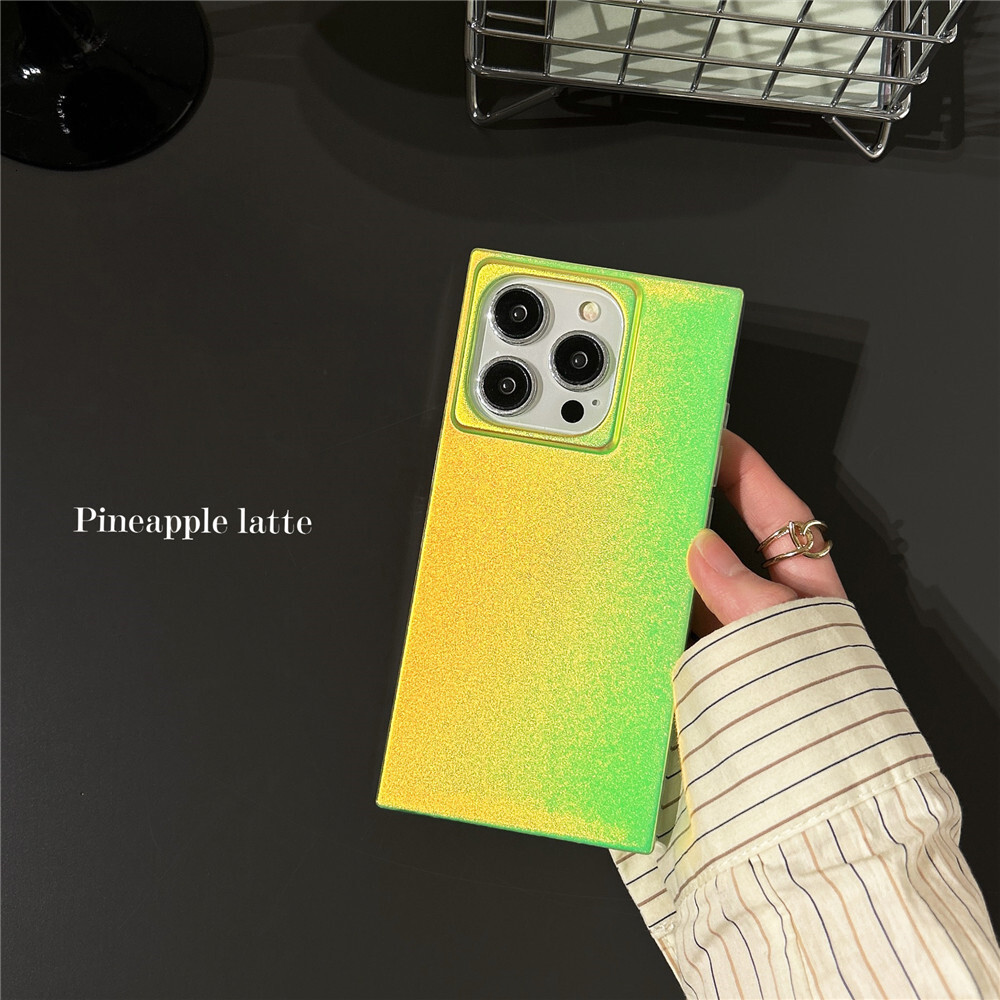 casual Laser Love Heart Phone Case Suitable for Apple 17/16/15PRO Square Gradient iPhone14/13PRO