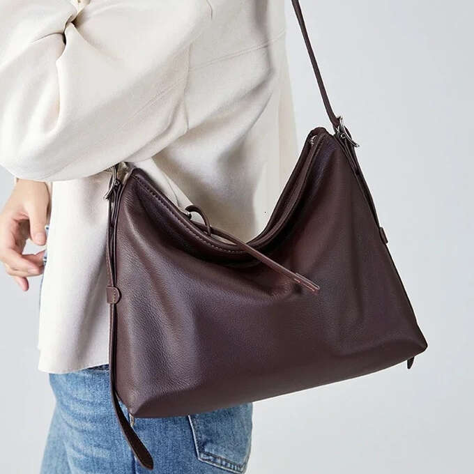 Cowhide Genuine Leather Handbags Women Casual Shoulder Bag Female Fashion Shopping Retro Large Luxury Designer Ladies Bags New