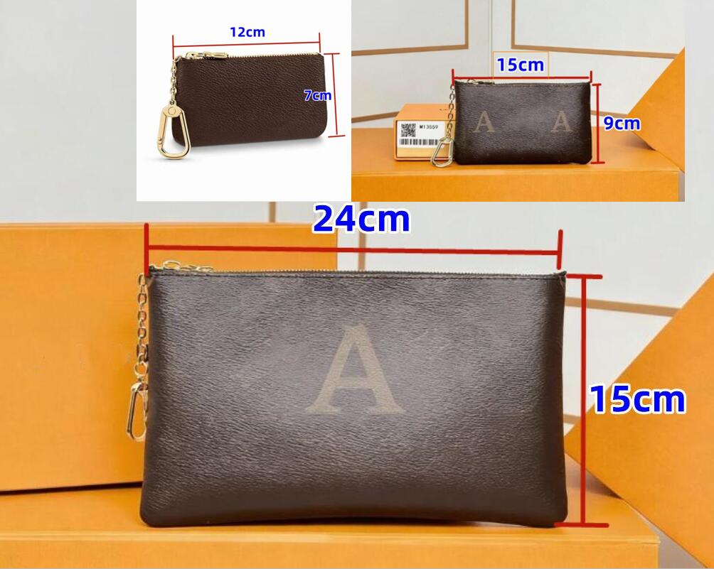 10AA Large size 15cm 24cm KEY POUCH Designers Wallet Fashion Womens Mens Keychain Ring Credit Card Holder Coin Purse Luxury wallet box M13559