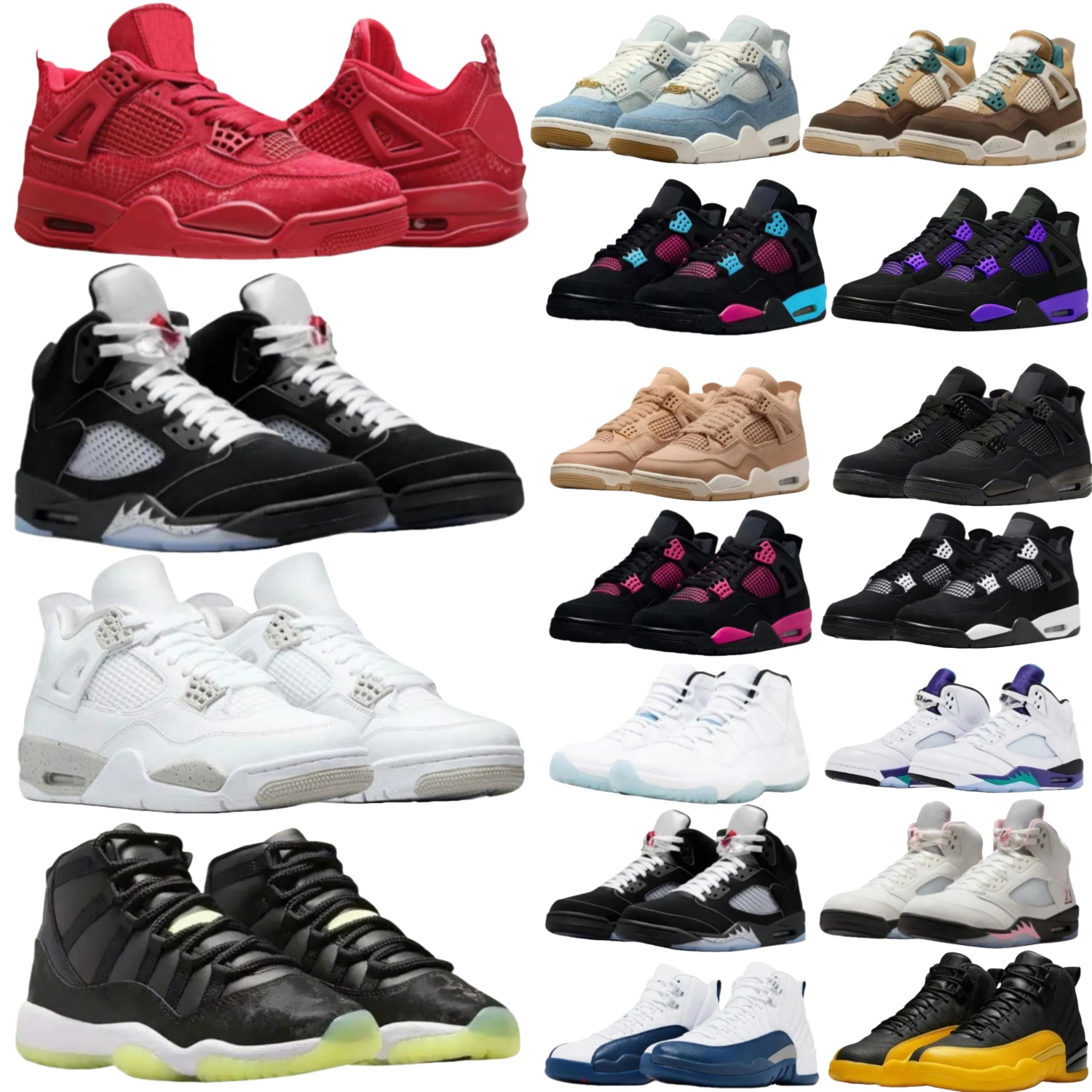 Designer Basketball shoe for Men Women 1 1s 4 4s 5 5S 3 3s 11 11s 12 12s high low OG Grape Black Cat Fire Red White Cement Thunder Sneakers Trainers Sport shoe Big Size 14 15 16