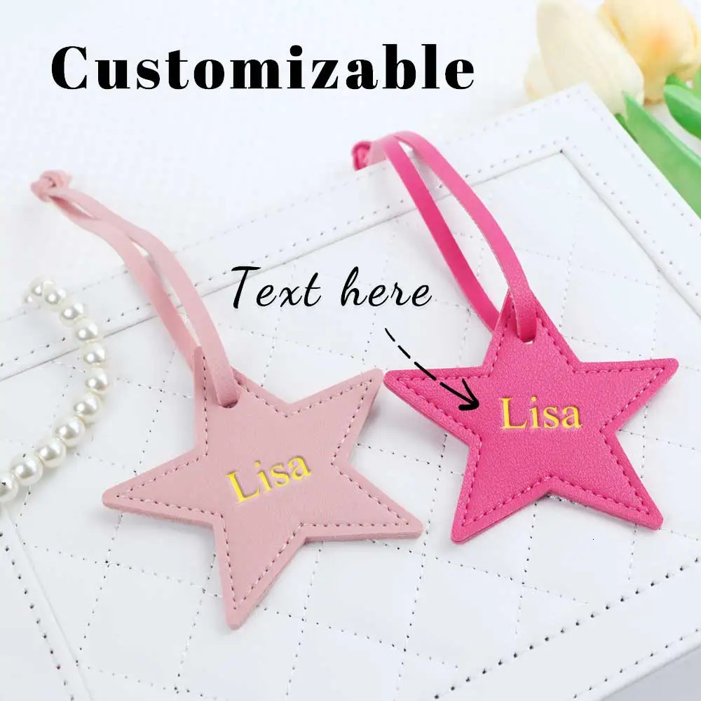 Customized name information pu leather creative fivepointed star bag decoration pendant key accessories 251219