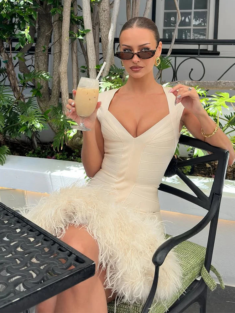 Sexy Solid Color Deep Vneck Hip Hugging Dress Summer Women Sleeveless Waist Cinched Mini Dresses Lady Daily Party Short Gown 251219