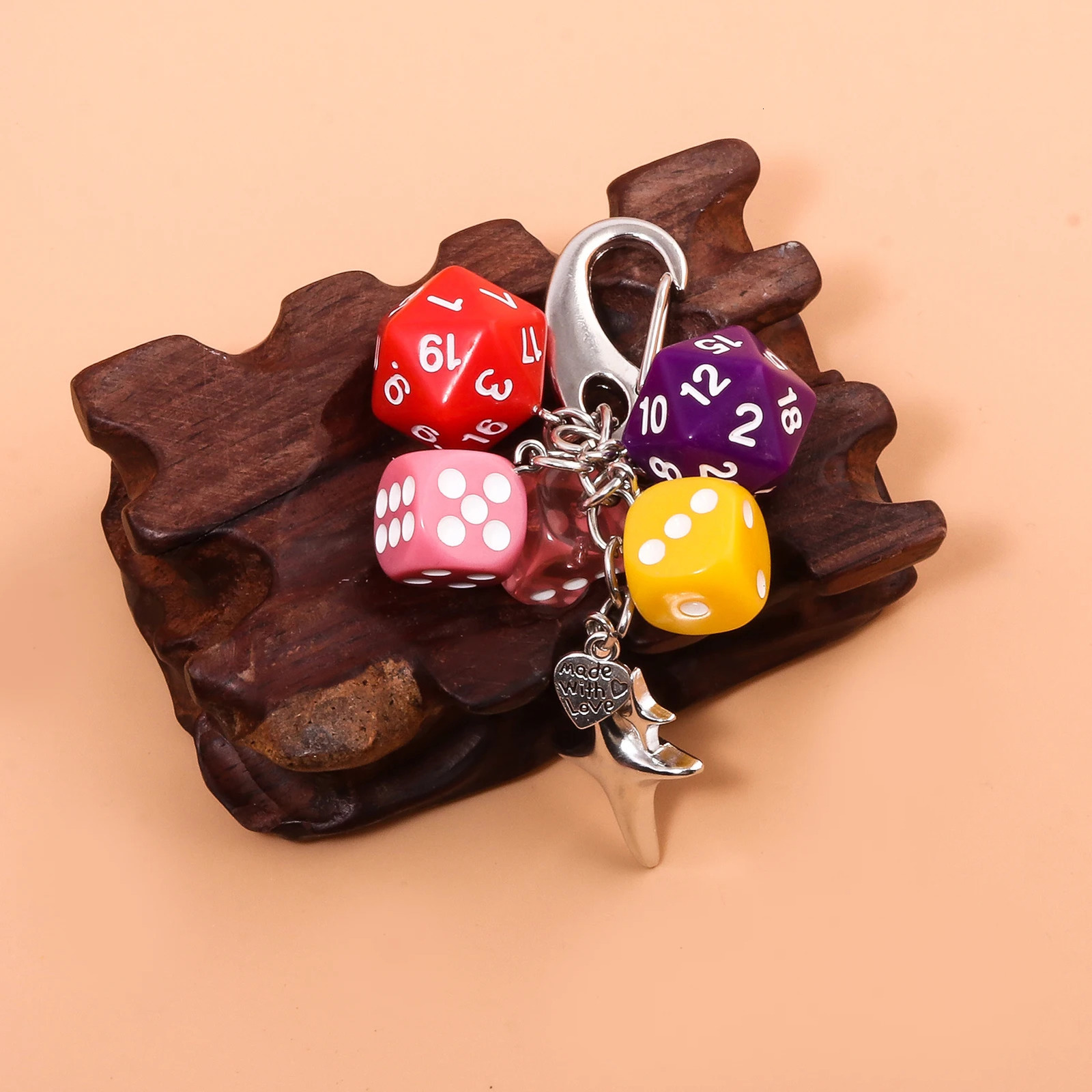 Punk Hiphop Black Dice No 8 Billiards Keychain Y2K Pink Lucky Starburst Pendant Bag Charms Hangings Ornament Accessories 251219