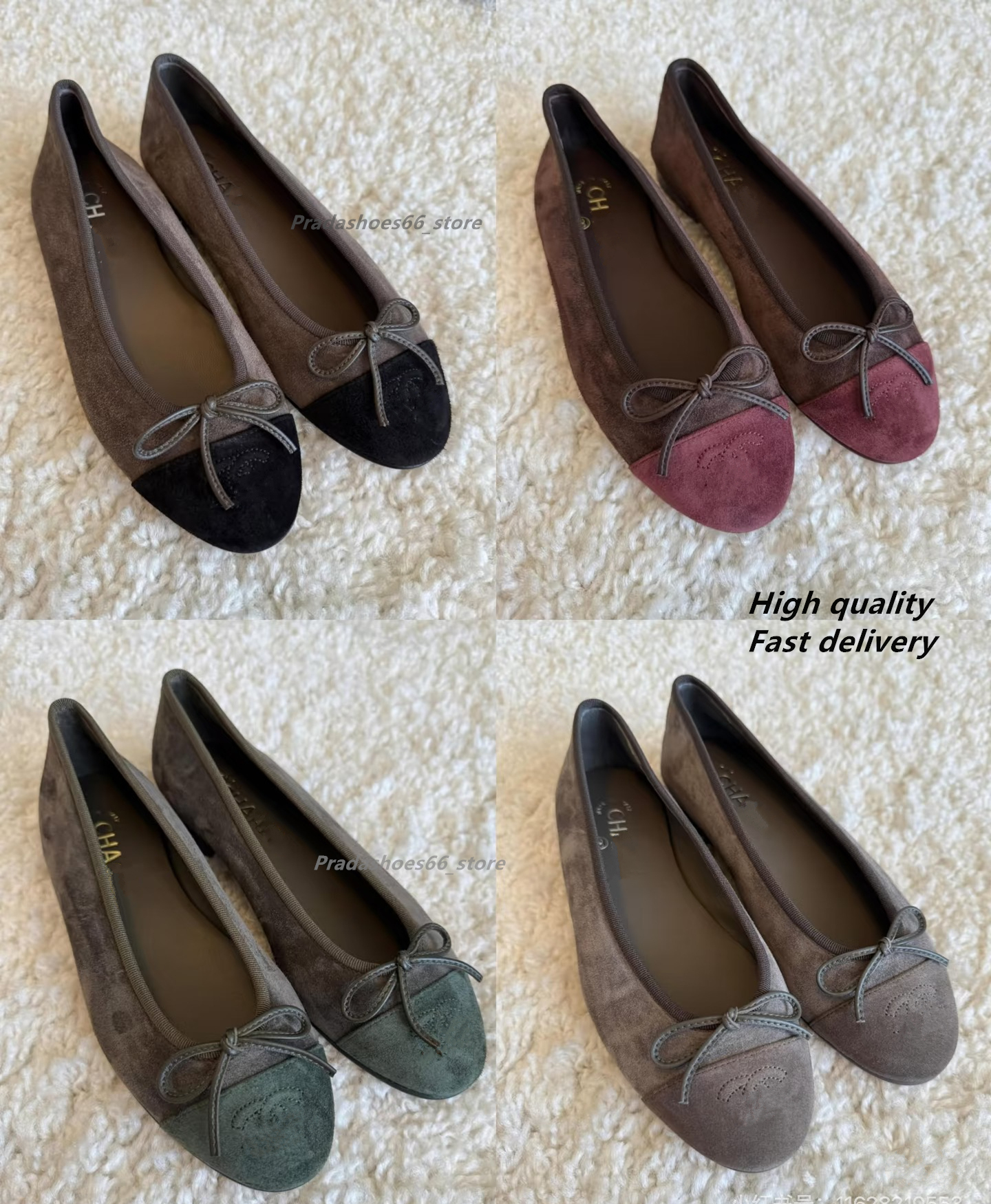 Paris 2026 Women's Suede Shoes Luxury Designer Velvet Shoe Traffic Trend Ballet Ladies Elegant Loafers Sandals Comfortable Low Heel Flats Ballet shoes chan