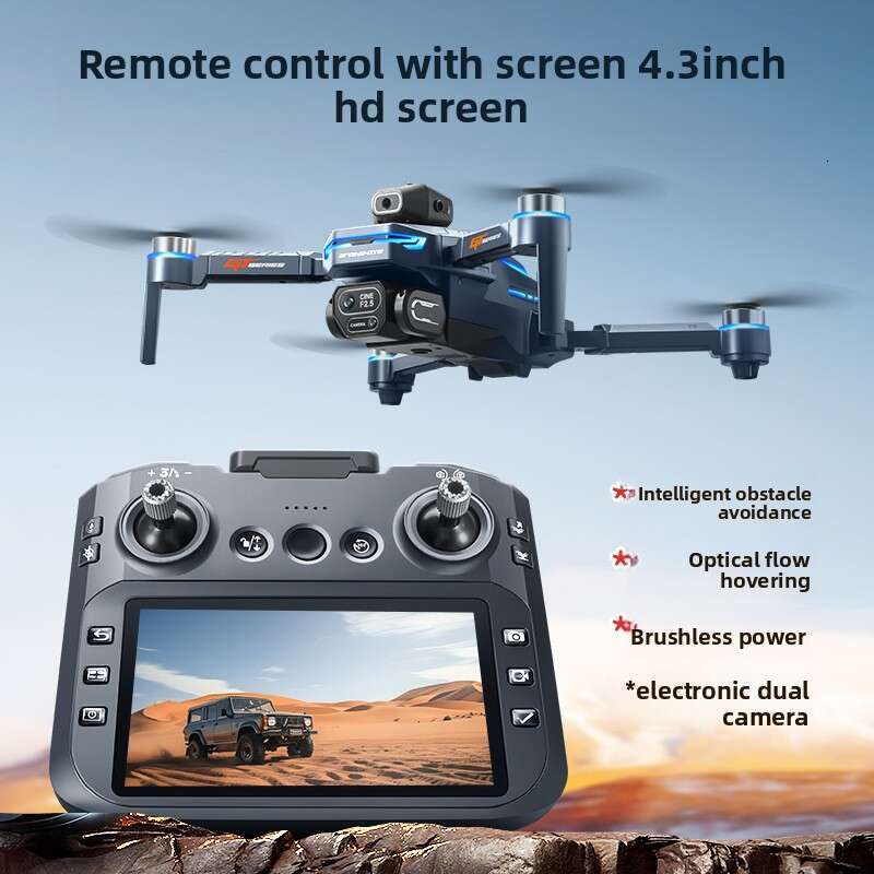 GT8 Drone With Triple Camera HD Aerial Photography Battery Display Long Endurance Brushless 4.3Inch Large Screen Remote Control Aircraft