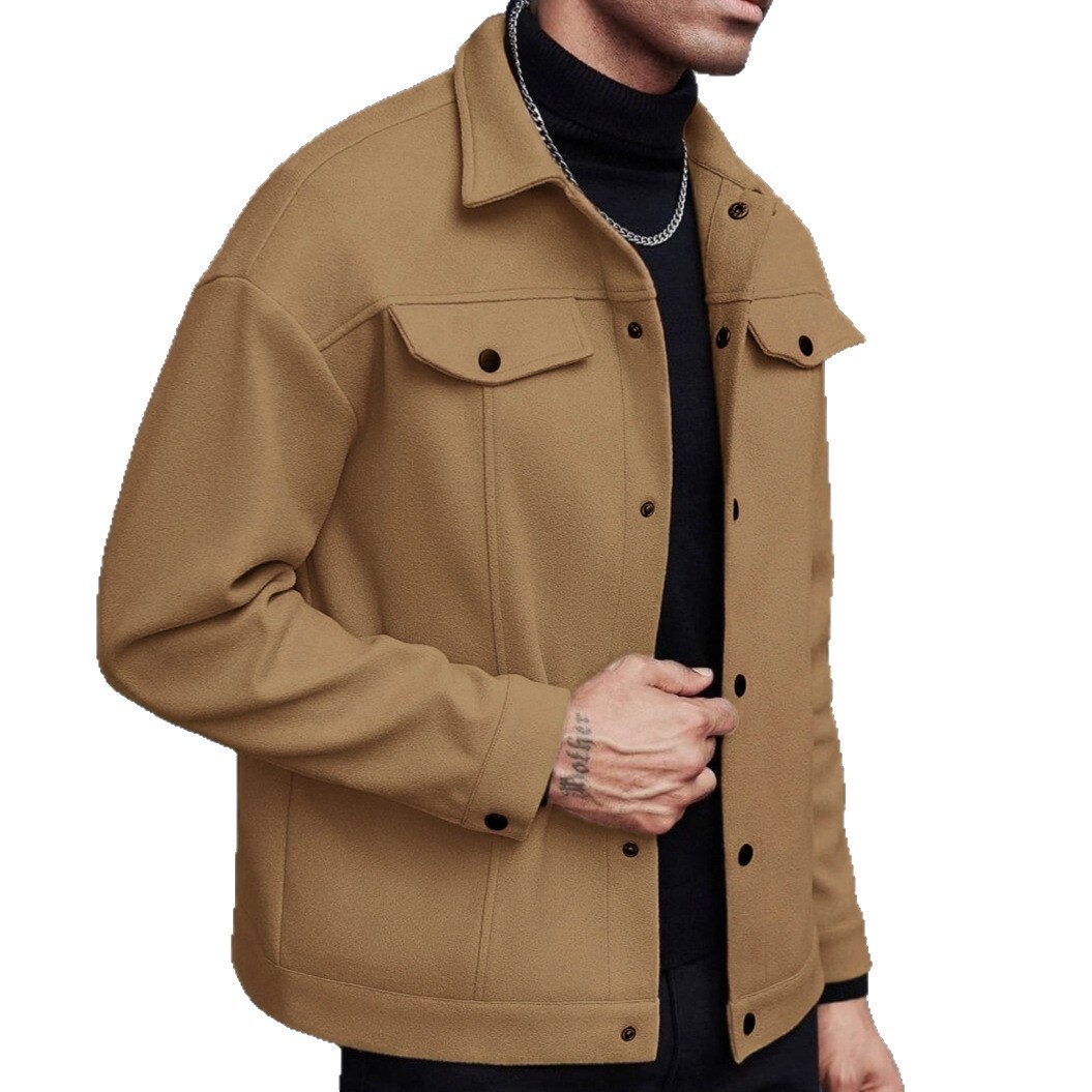 Autumn & Winter New Arrival Men's Lapel Wool Blend Jacket - Casual, Sporty & Business Style