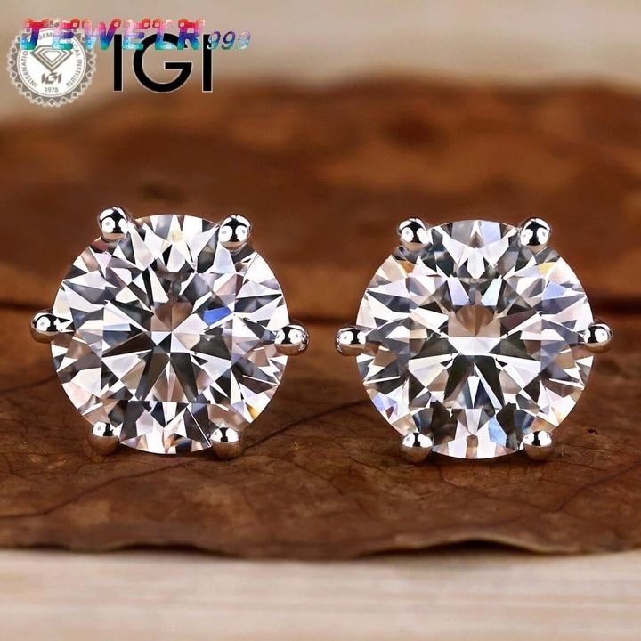 Luxury 14K 18K Gold Studs Earrings GIA IGI Certified Round Princess Brilliant Cut Lab Grown Diamond Earring Fine Jewelry