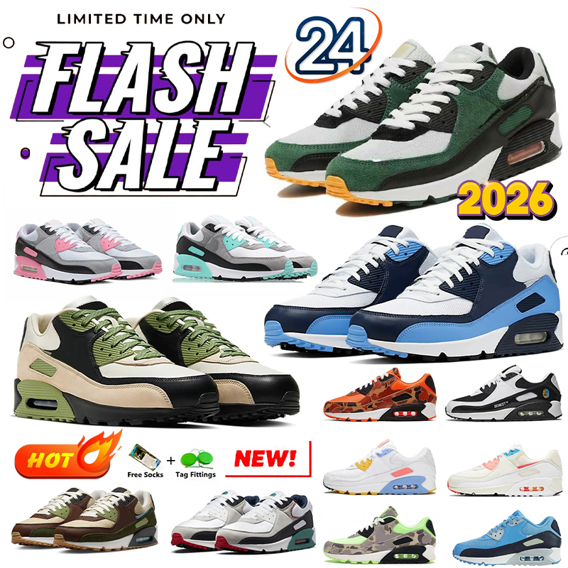 Designer shoes free shipping Men 90 Running Sports Shoes Triple 90s Camowabb Wolf Grey Polka Dot Total Laser green Runner Hyper Grape Royal Women Trainer Sneakers