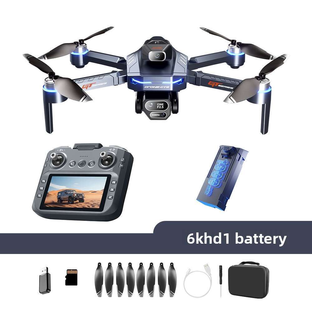 GT8 Drone With Triple Camera HD Aerial Photography Battery Display Long Endurance Brushless 4.3Inch Large Screen Remote Control Aircraft