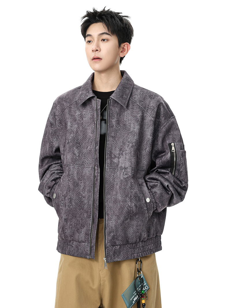 2025 New Arrival Men's Retro Tie-Dye Lapel Jacket | Autumn Winter Oversized Jacquard Streetwear Coat