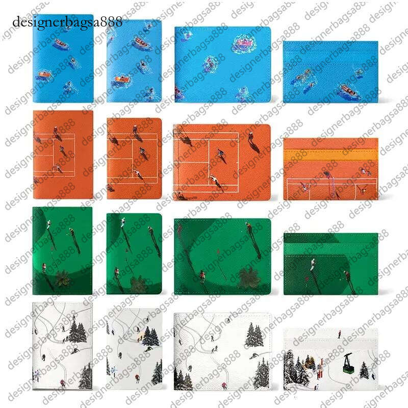 2026 holiday sports series style football model card holder passport bag designer eallet golf swimming ski wallet short wallet USD clip