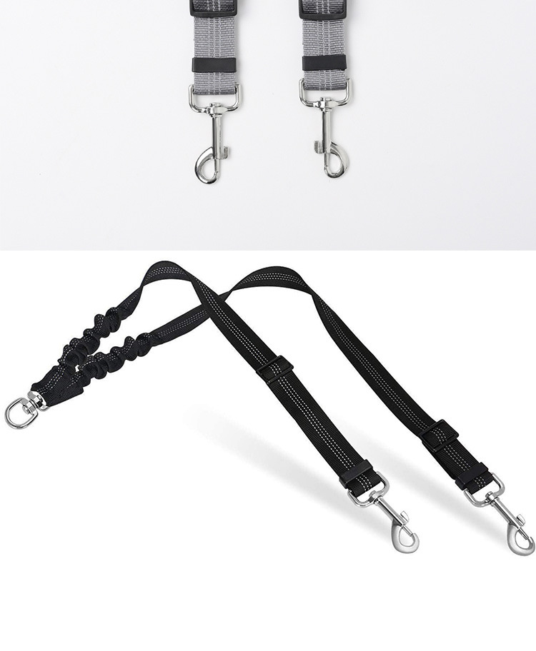 Shock Absorbing Dual Dog Leash Reflective Nylon Anti Pull Bungee Leash for Small Medium Large Pets
