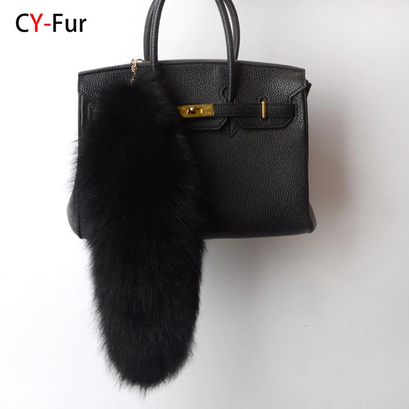 Fashion Tail Keychain Wolf Fur Tassel Bag Tag Black And Brown Pom Charm Keyring Holder Strap Chain Gifts 251219