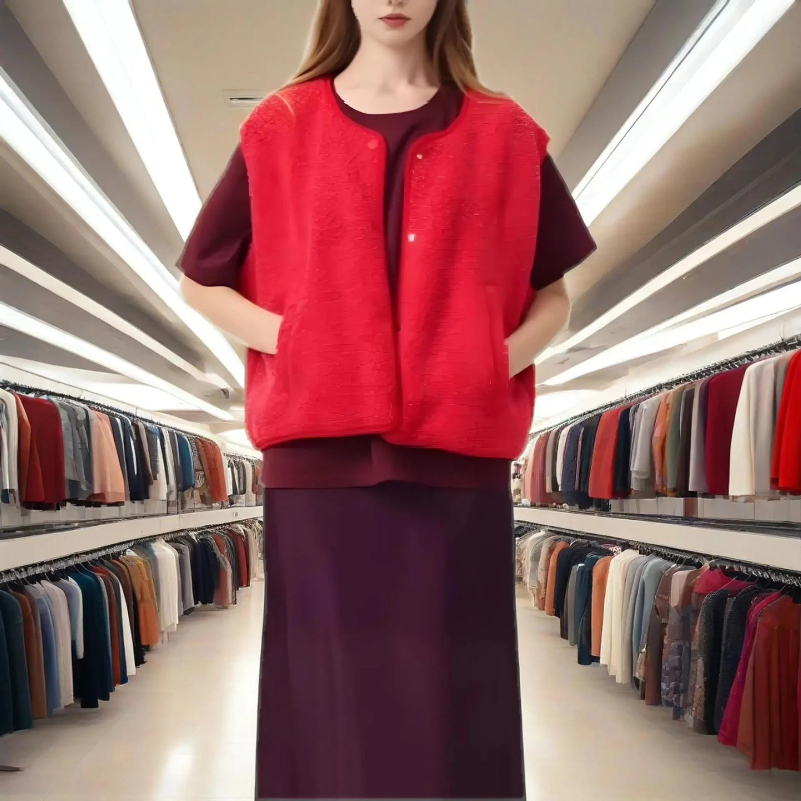 Womens Sleeveless Faux Fur Vest Top Fashionable Single Button Loose Fit Spring Autumn Outerwear round Neck 251219