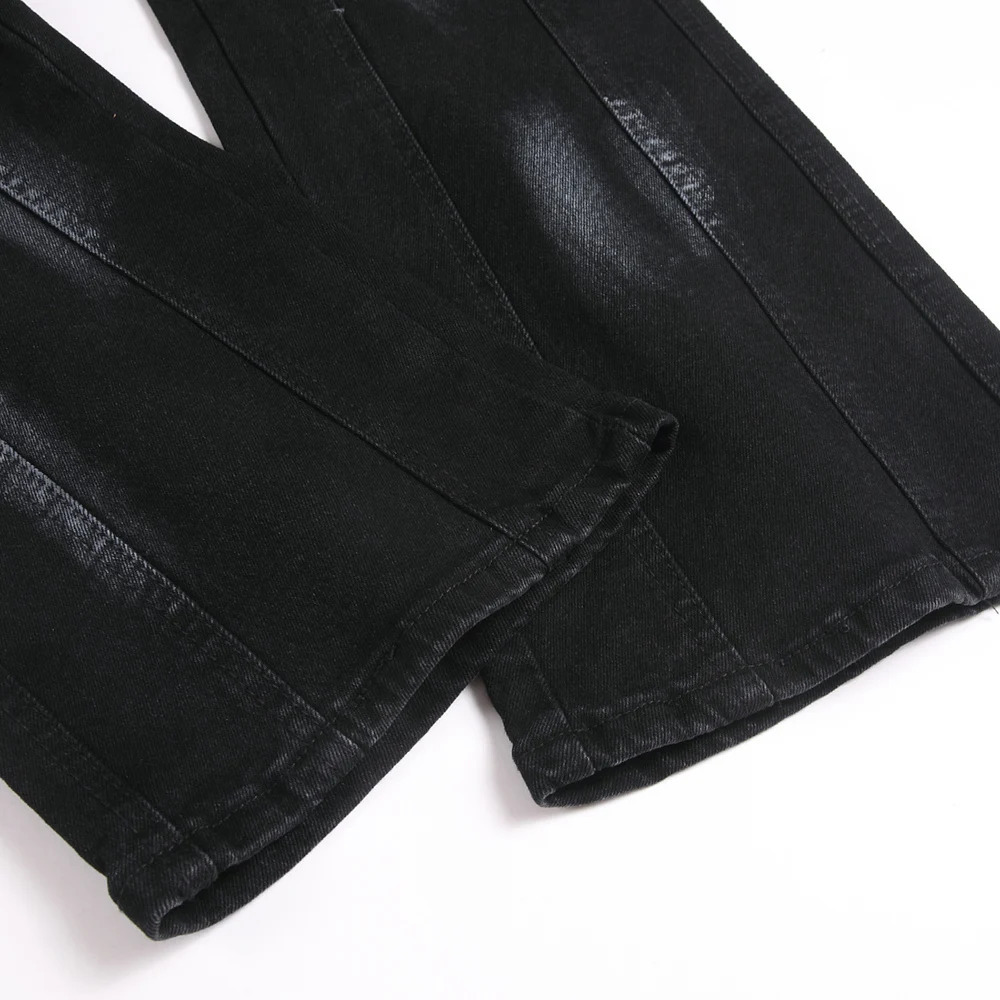 Men Crystal Stars Jeans Fashion Rhinestone Boot Cut Pants Punk Black Spliced Stretch Denim Flared Trousers 251219CJ