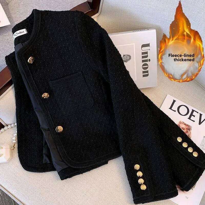 Fashion 2026 Short Black Chic Style Women's Jacket Autumn Winter New Arrival Elegant Ladylike Suiting Long Sleeve Full Length Coat Designer
