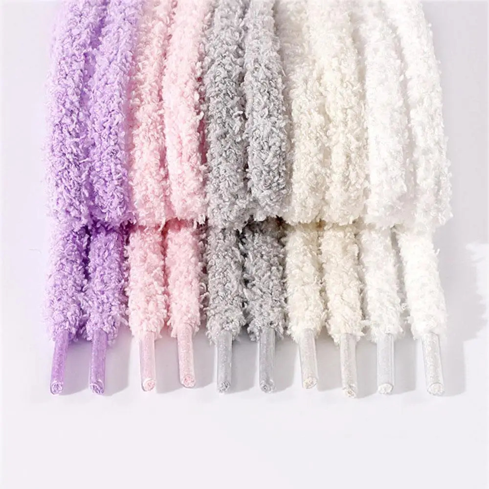 Soft 9mm Wide Flat Plush Towel Shoelaces Fat Fluffy Fuzzy Laces Perfect for Women Casual Sneakers Lady Shoes strings251218