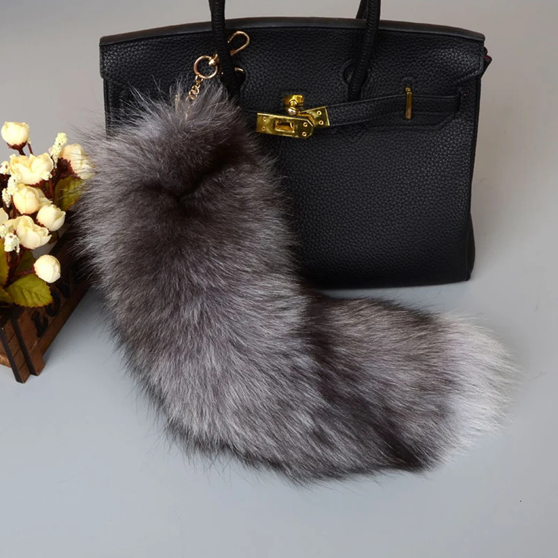 Fashion Tail Keychain Wolf Fur Tassel Bag Tag Black And Brown Pom Charm Keyring Holder Strap Chain Gifts 251219