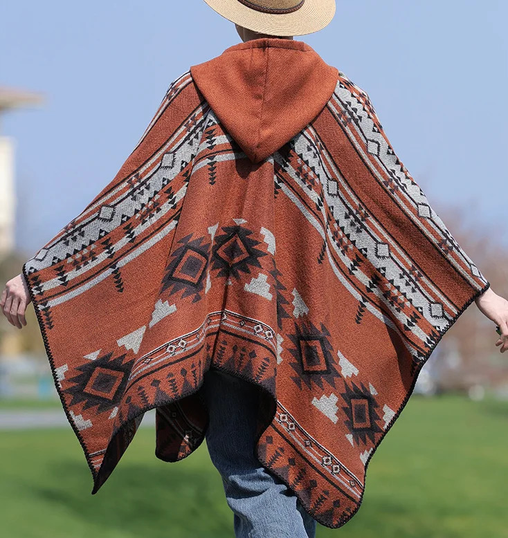 Man Poncho Cashmere Alpacastyle Ethnic Windbreaker Versatile Travel Warm Cloak Detachable for Holiday Fashion Cape P1 251216