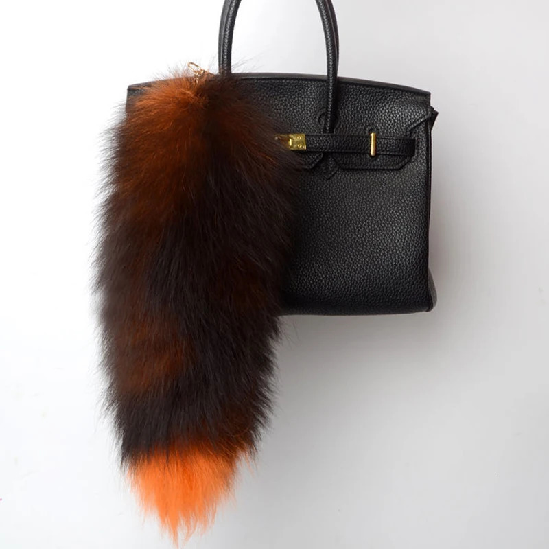 Fashion Tail Keychain Wolf Fur Tassel Bag Tag Black And Brown Pom Charm Keyring Holder Strap Chain Gifts 251219