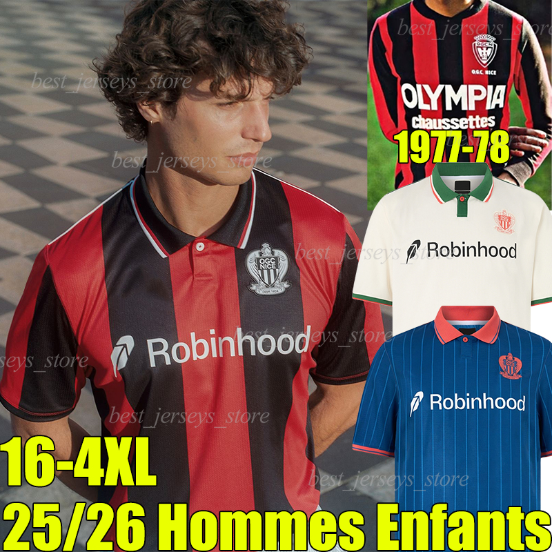 4XL 2025/26 OGC Nice Soccer Jerseys T.MOFFI CLAUSS DANTE LABORDE GUESSAND BARD S.DIOP BOGA BOUDAOUI SANSON NDAYISHIMIYE men kids kits socks sets Football Shirts 1977 78