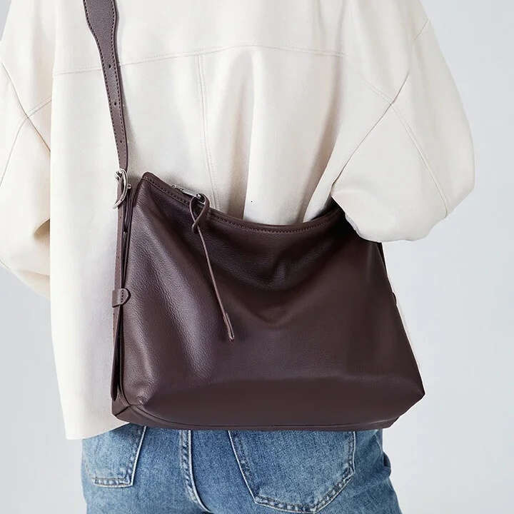 Cowhide Genuine Leather Handbags Women Casual Shoulder Bag Female Fashion Shopping Retro Large Luxury Designer Ladies Bags New