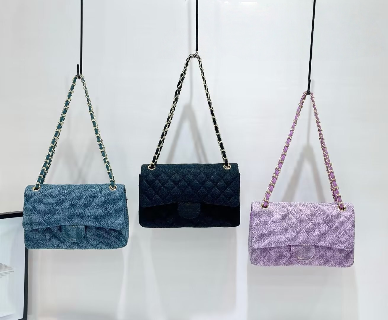 Designer Sqaure Gold Metal Hardware Chain Crossbody Shoulder bag Ladies Classic Mini Flap Tweed Quilted Bags Luxury Turn Lock Designer Handbags