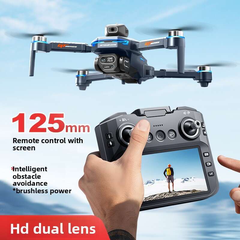 GT8 Drone With Triple Camera HD Aerial Photography Battery Display Long Endurance Brushless 4.3Inch Large Screen Remote Control Aircraft