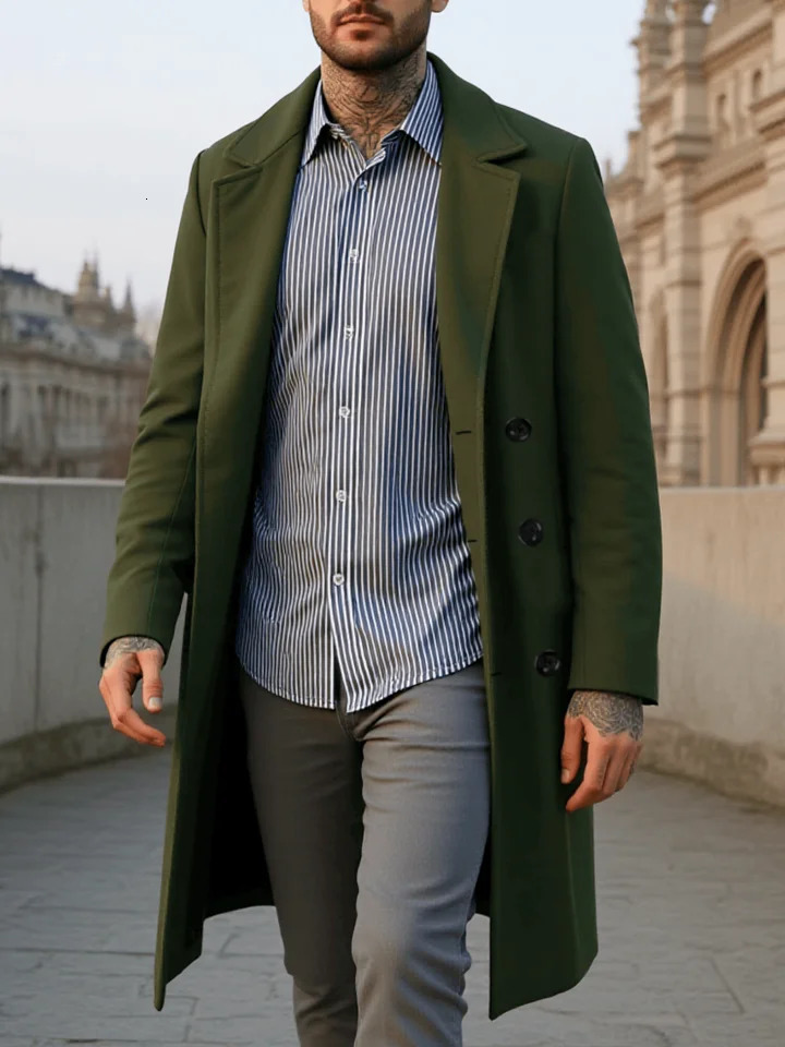 Classic DoubleBreasted Mens Wool Blends Coat Winter Thickened Overcoat Warm Windproof Wear Fashion Male Clothes 251219