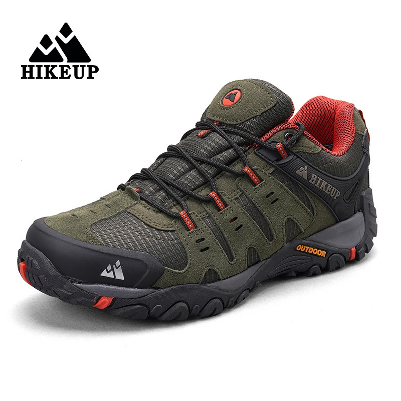 HIKEUP Mens Hiking Shoes Suede Leather Outdoor Shoes Wear-resistant Men Trekking Walking Hunting Tactical Sneakers 251217