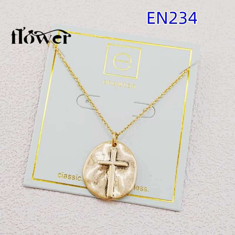 goodbrands E-Newton 1:1 Brand Gold Cross Necklaces Brand Jewelry Gold Chain Elegance Female Collar As Christmas Gift EN234