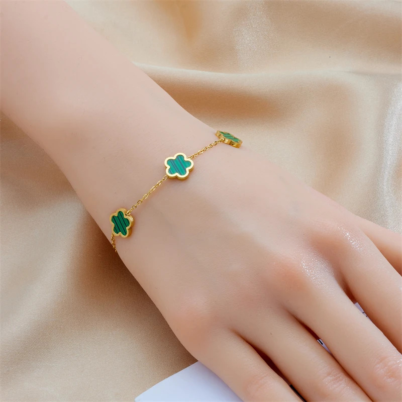 XIYANIKE 316L Stainless Steel 5-Leaf Flower Earring Bracelet Necklace Jewelry Set Exquisite Clover Accessory Women Trendy Gift 251218 - view 6