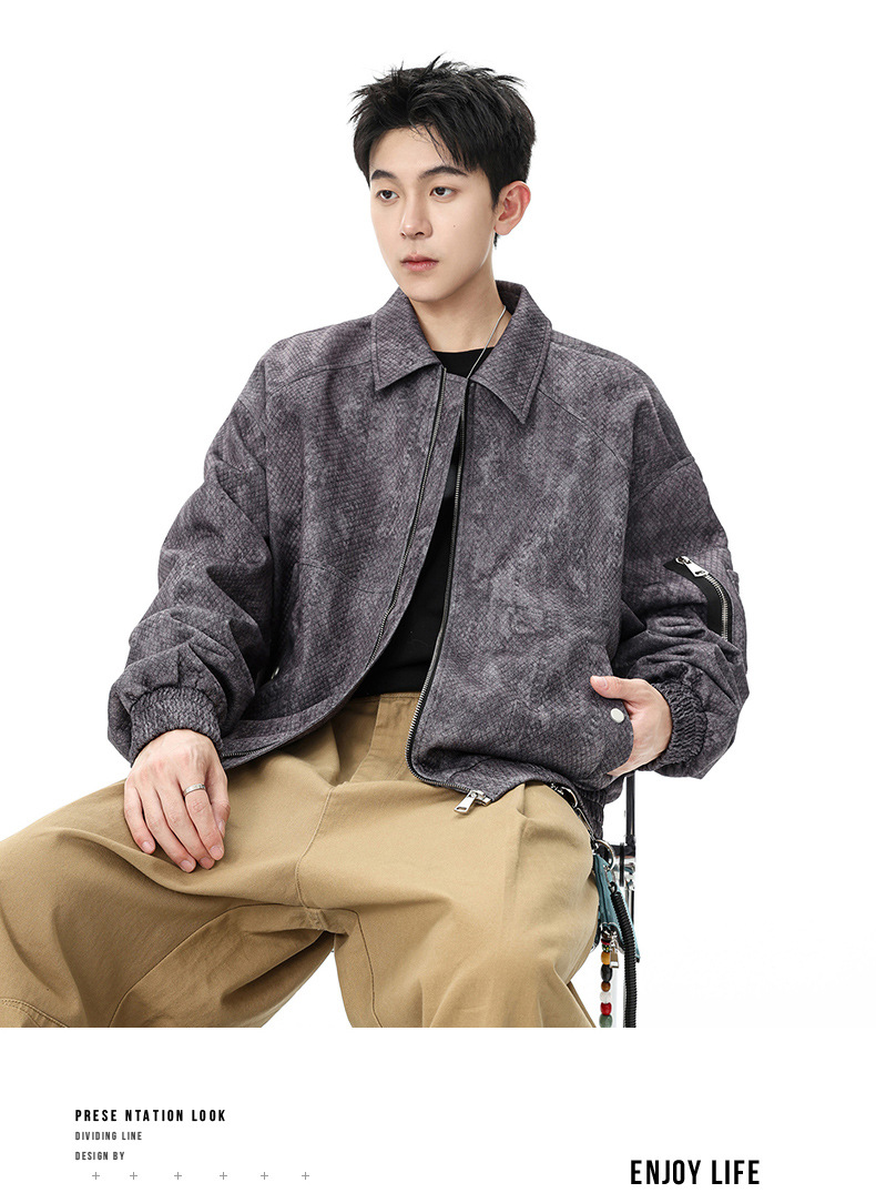 2025 New Arrival Men's Retro Tie-Dye Lapel Jacket | Autumn Winter Oversized Jacquard Streetwear Coat