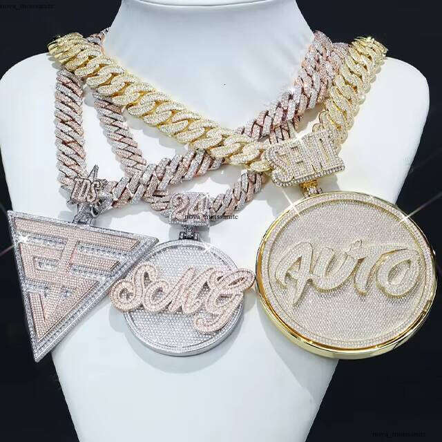 Ice out VVS Moissanite Passport Tester Premium Jewelry Sier Hip Hop Name Letter Carbon Silicon Iced Pendant