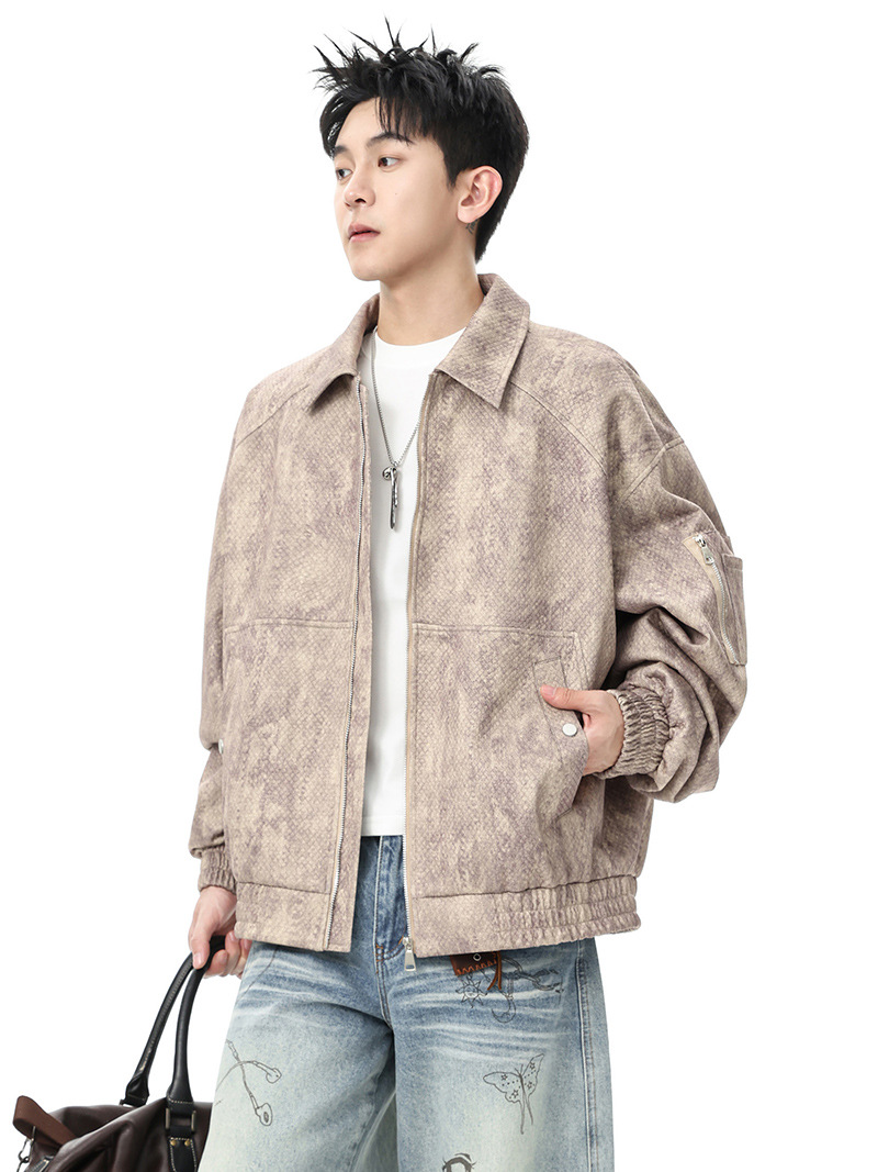 2025 New Arrival Men's Retro Tie-Dye Lapel Jacket | Autumn Winter Oversized Jacquard Streetwear Coat