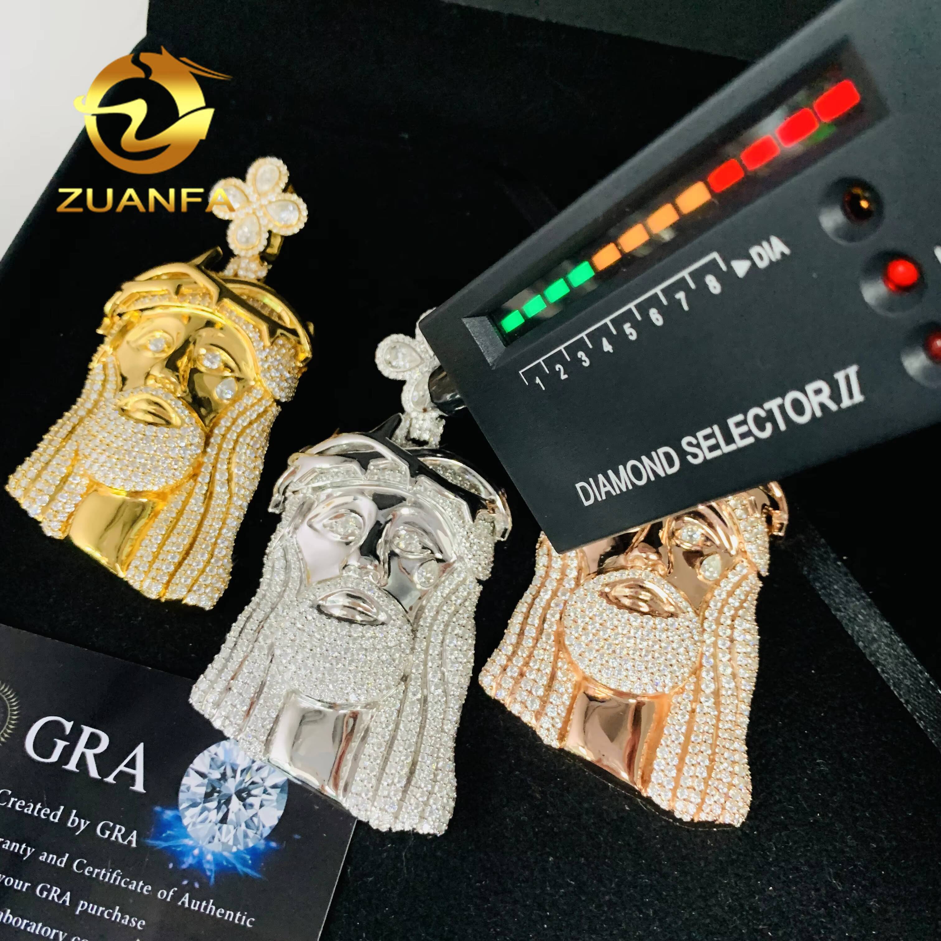 New Stocks Solid Jesus Pendant Moissanite Pendants Iced Out Jewelry Rapper Jesus Piece Custom Moissanite Pendant