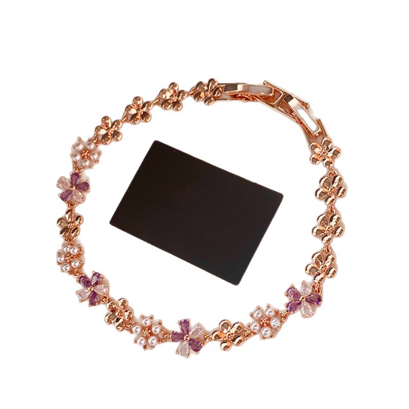 French Zircon Flower Pearl Clasp Sweet Temperament Daily Commute Versatile Bracelet Light Luxury Niche Jewelry - view 8