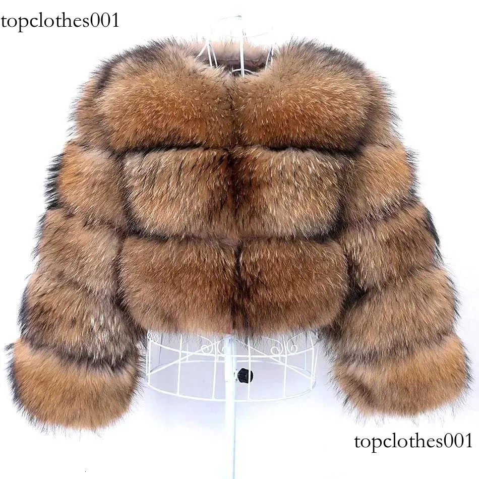 Women's Faux Real Fur Coat Womens Natural Raccoon Jacket Winter Warm High-Quality Long Style With A Hat H240705