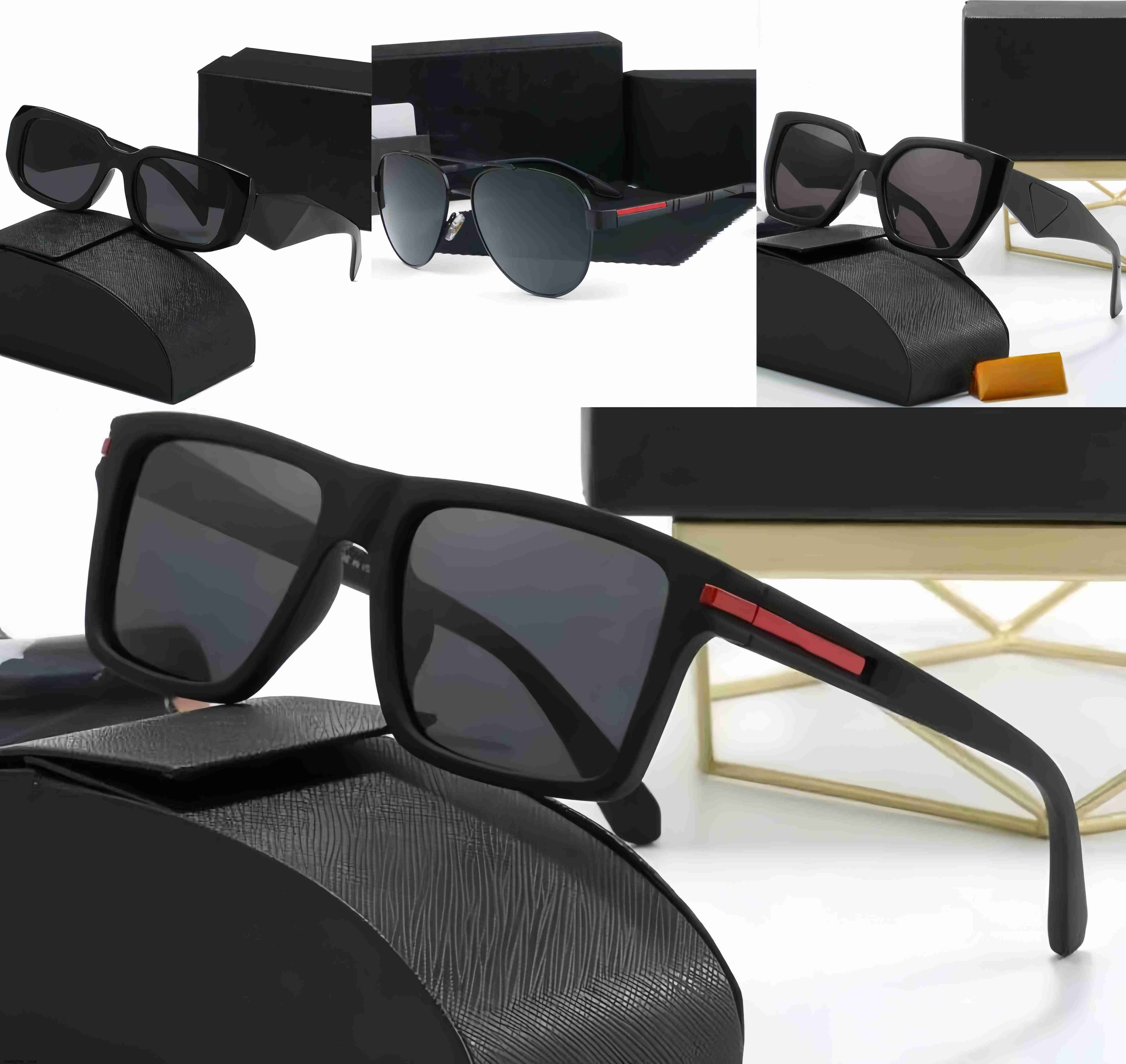 Pradasunglasse Pradat Pradas Sunglasses Designer Polaroid Lens Glasses for Women Men Luxury Sunshade Mirror Polarized Unisex Goggle Beach with Box No Optiona B0I3