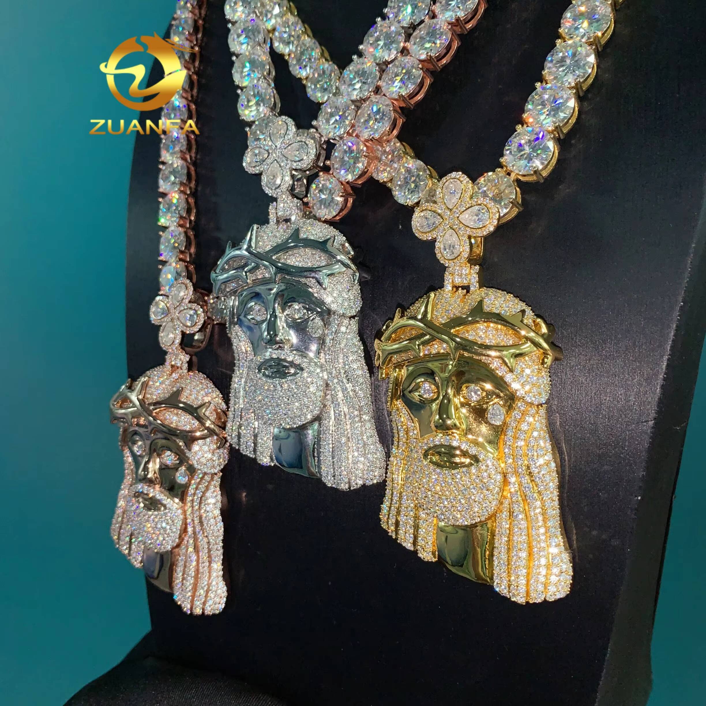 New Stocks Solid Jesus Pendant Moissanite Pendants Iced Out Jewelry Rapper Jesus Piece Custom Moissanite Pendant