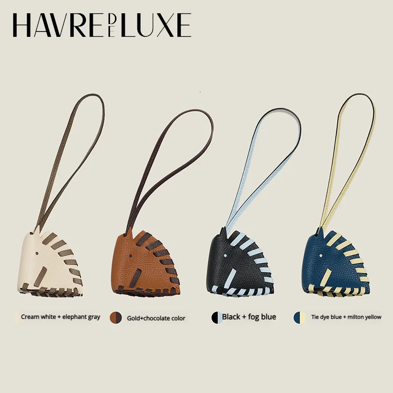 Genuine Leather Woven Horse Head Bag Charm For Women Durable Handmade Imported Light Car Hanging Accessories 251219